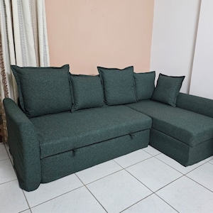 HOLMSUND Corner Sofa Bed Cover Slipcover Hand Made With Multiple Color and Fabric Options - Custom made to fit Holmsund couch
