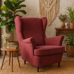 STRANDMON Armchair Cover Slipcover Hand Made With Multiple Color and Fabric Options - Custom made to fit Strandmon armchair model