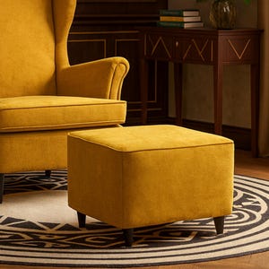 STRANDMON Footstool Cover Slipcover Hand Made With Multiple Color and Fabric Options - Custom made to fit Strandmon footstool model