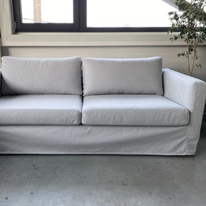 KARLSTAD 3-Seat Sofa Cover With Long Skirt Hand Made With Multiple Color and Fabric Options - Custom made to fit Karlstad couch