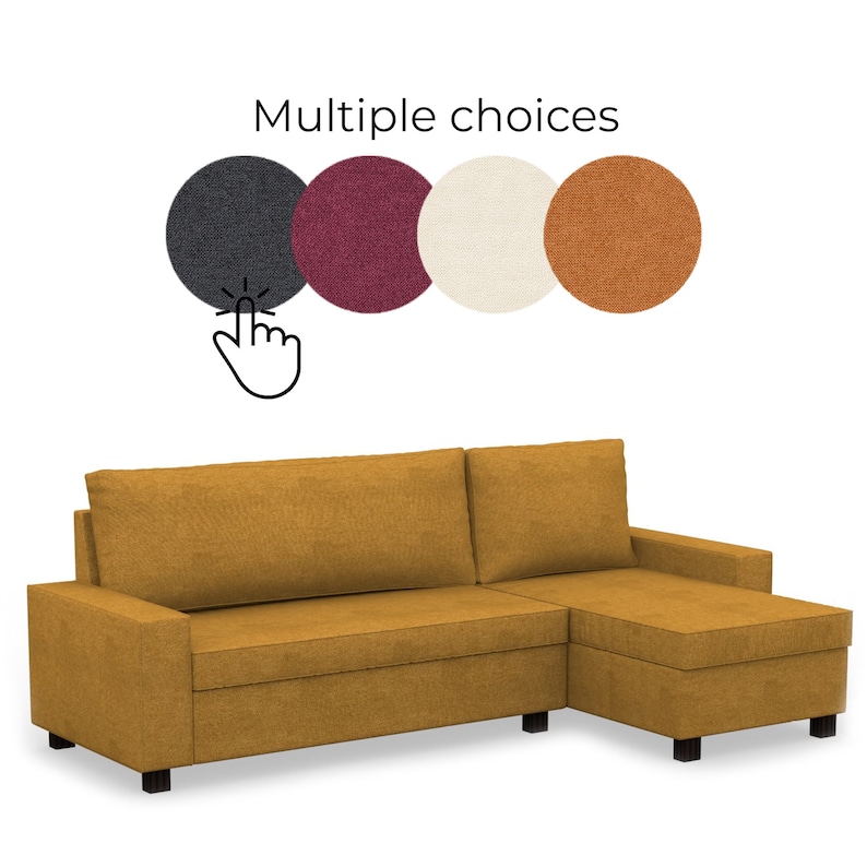 VILASUND Sofa Bed With Chaise Longue Cover Slipcover Hand Made Etsy