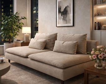 SODERHAMN 3 Seat Sofa Section Cover Slipcover Hand Made With Multiple Color and Fabric Options - Custom made fit Soderhamn model