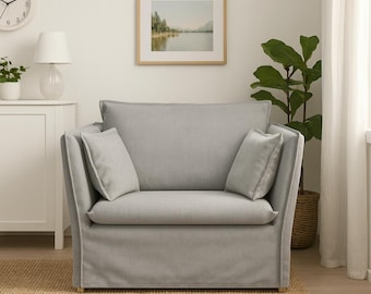 BACKSALEN 1.5 Seat Armchair Cover Slipcover Hand Made With Multiple Color and Fabric Options - Custom made to fit Backsalen 1.5 size model