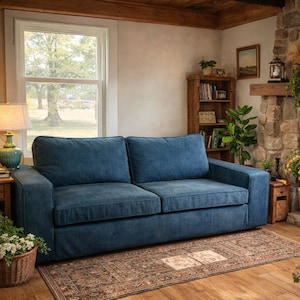 KIVIK 3人掛けソファベッドカバー スリップカバー ハンドメイド 複数の色と生地のオプション - ベッド機能付きKivikソファに合わせてカスタムメイド