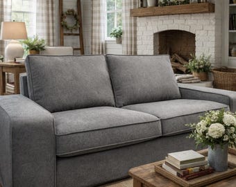 KIVIK 2-Seat Sofa Cover Slipcover Hand Made With Multiple Color and Fabric Options - Custom made to fit Kivik Loveseat