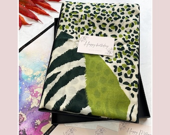 Bunter Grüner Leopardenmuster Schal für Frauen | Damenschal Geschenkbox Letterbox Geschenk | Geschenk für Sie Frauen Mama Muttertagsgeschenk Weihnachtsgeschenke