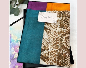 Kleurrijke paarse luipaardprint sjaal voor dames | Damessjaal Geschenkdoos Brievenbuscadeau | Cadeau voor haar vrouwen moeder Moederdag cadeau | Kleurblok