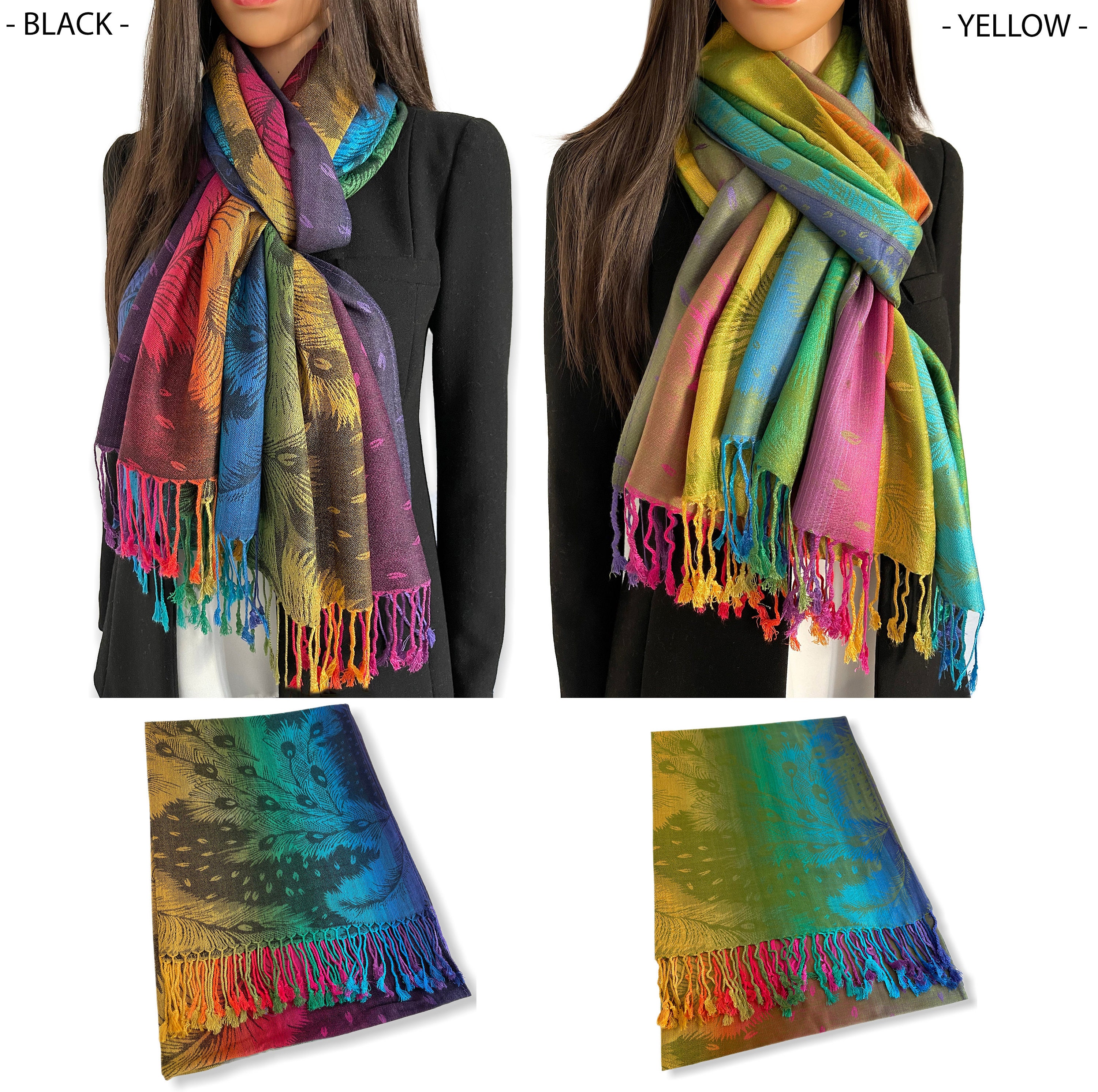 Peacock Feather Scarf Rainbow Multi Colour Bright Colourful - Etsy UK