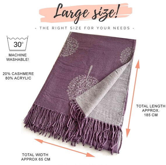 Camel Grey Maulbeerbaum des Lebens Schal Decke Kaschmir Schal Wrap Reversible Camel Grey Maulbeerbaum des Lebens Schal Decke Kaschmir Schal Wrap Reversible