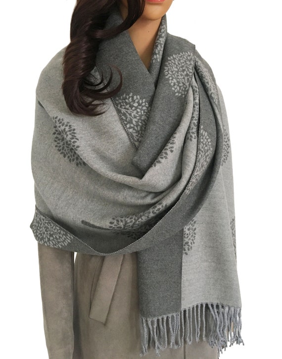 29-5 gris Foulard en cachemire pour femme, cache nez, grande couverture  classique à carreaux, châle doux et
