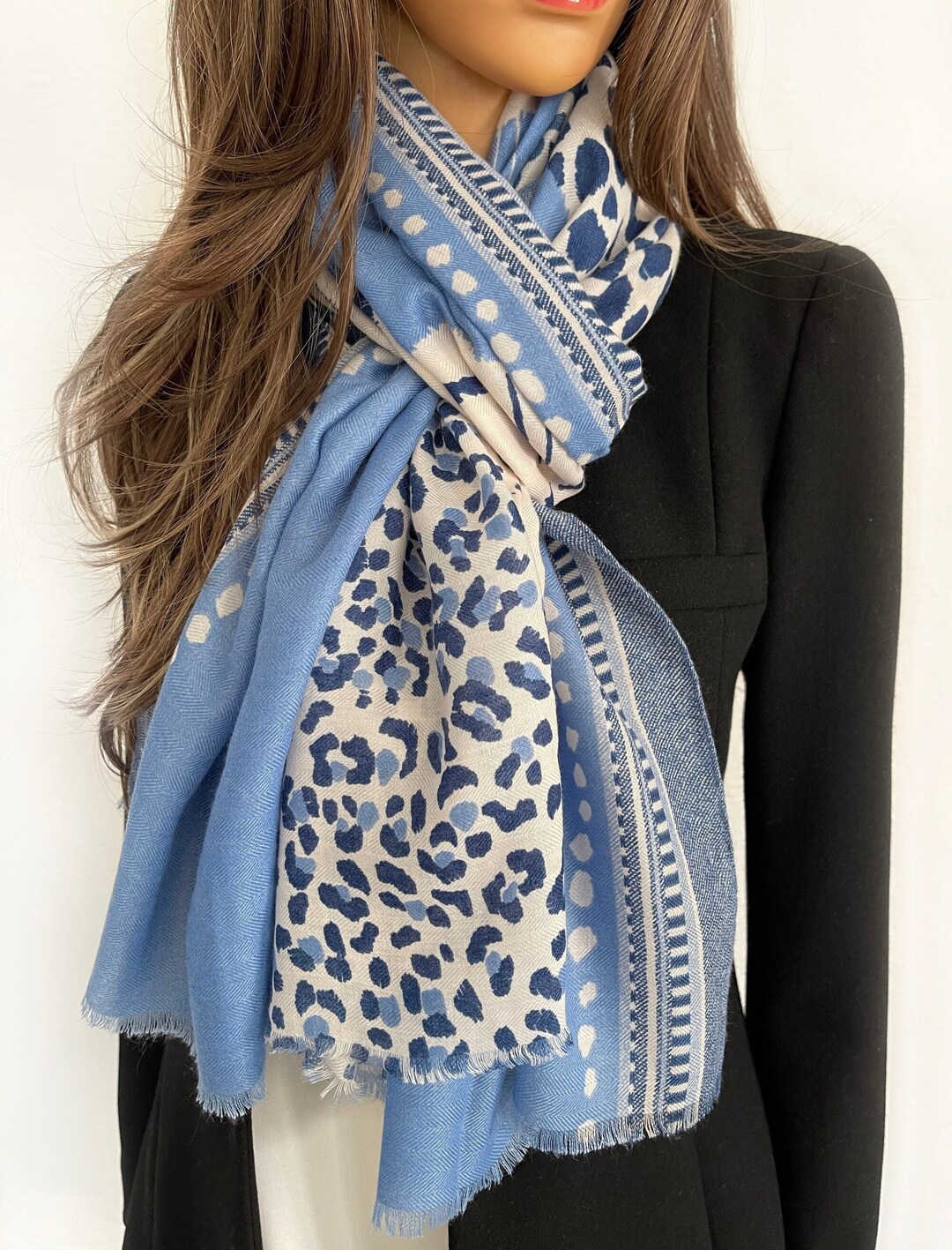 Blue print cheap scarf