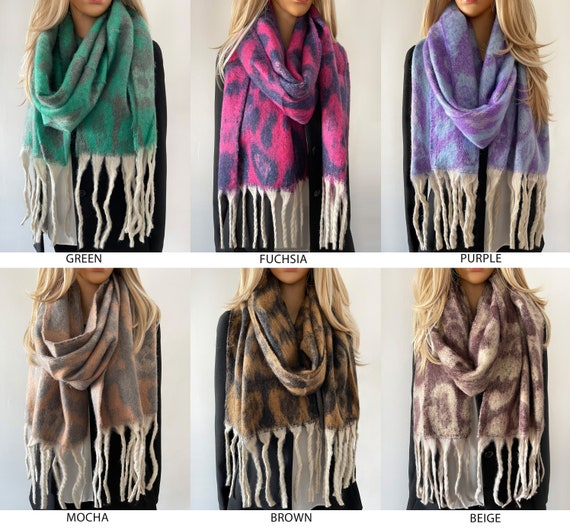 Blanket Scarf Women, Rainbow Scarf, Oversized Shawl, Warm Winter