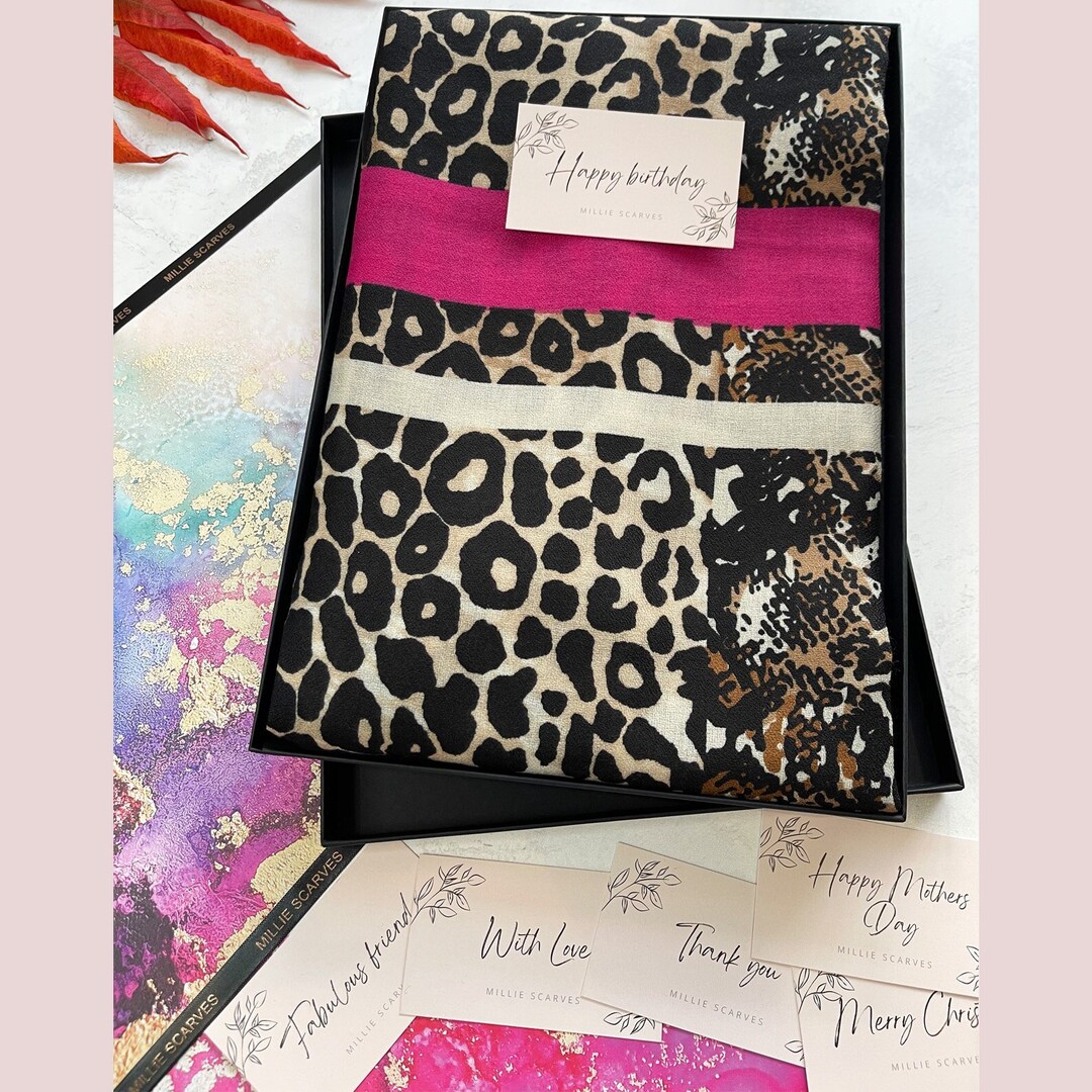 Womens Fuchsia Pink Leopard Print Scarf Ladies Scarf Gift Etsy UK