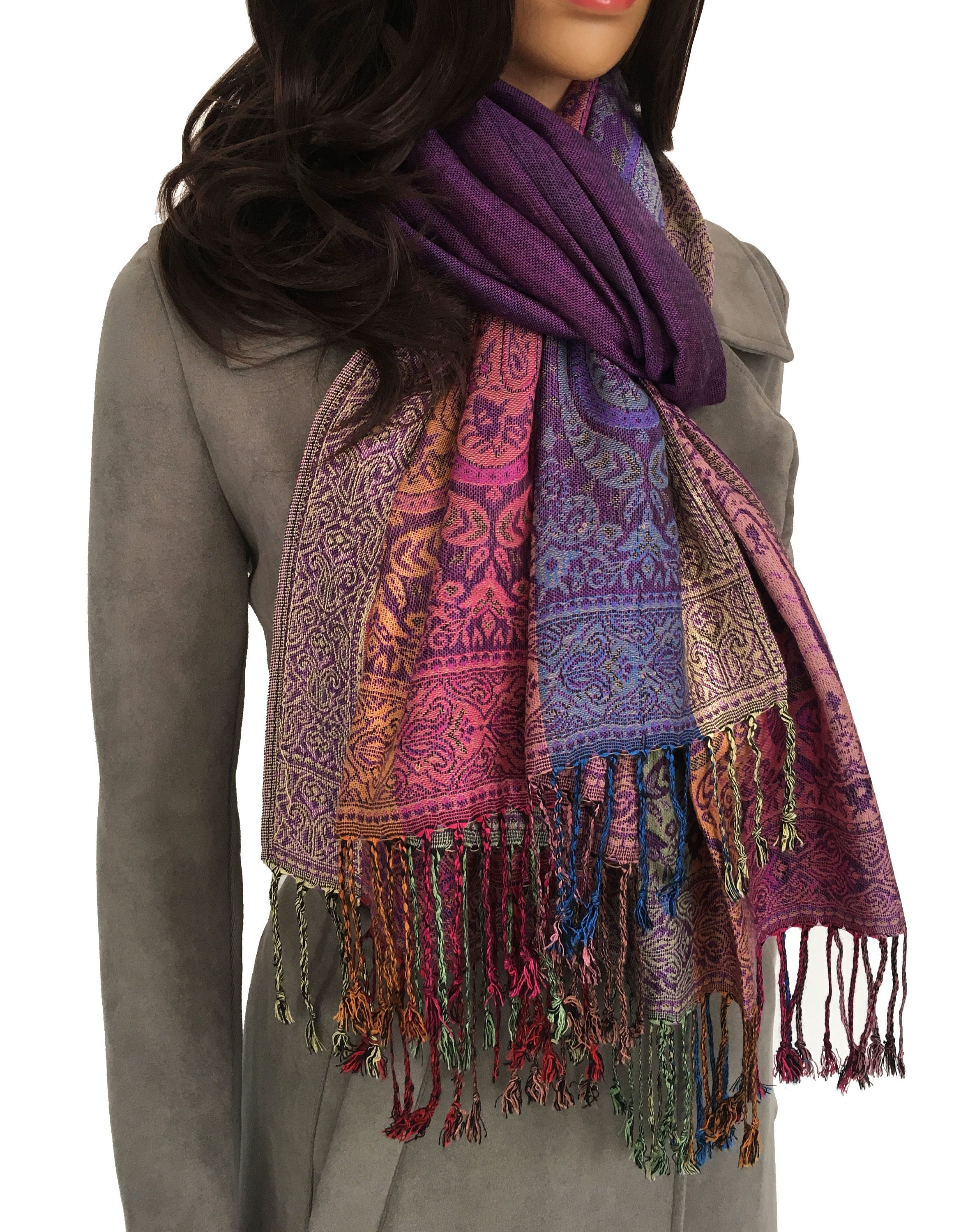 pashmina, Accessories, Pashmina Cashmere Silk Scarf Wrap Gold Tan Paisley  Woven Winter Colours Soft