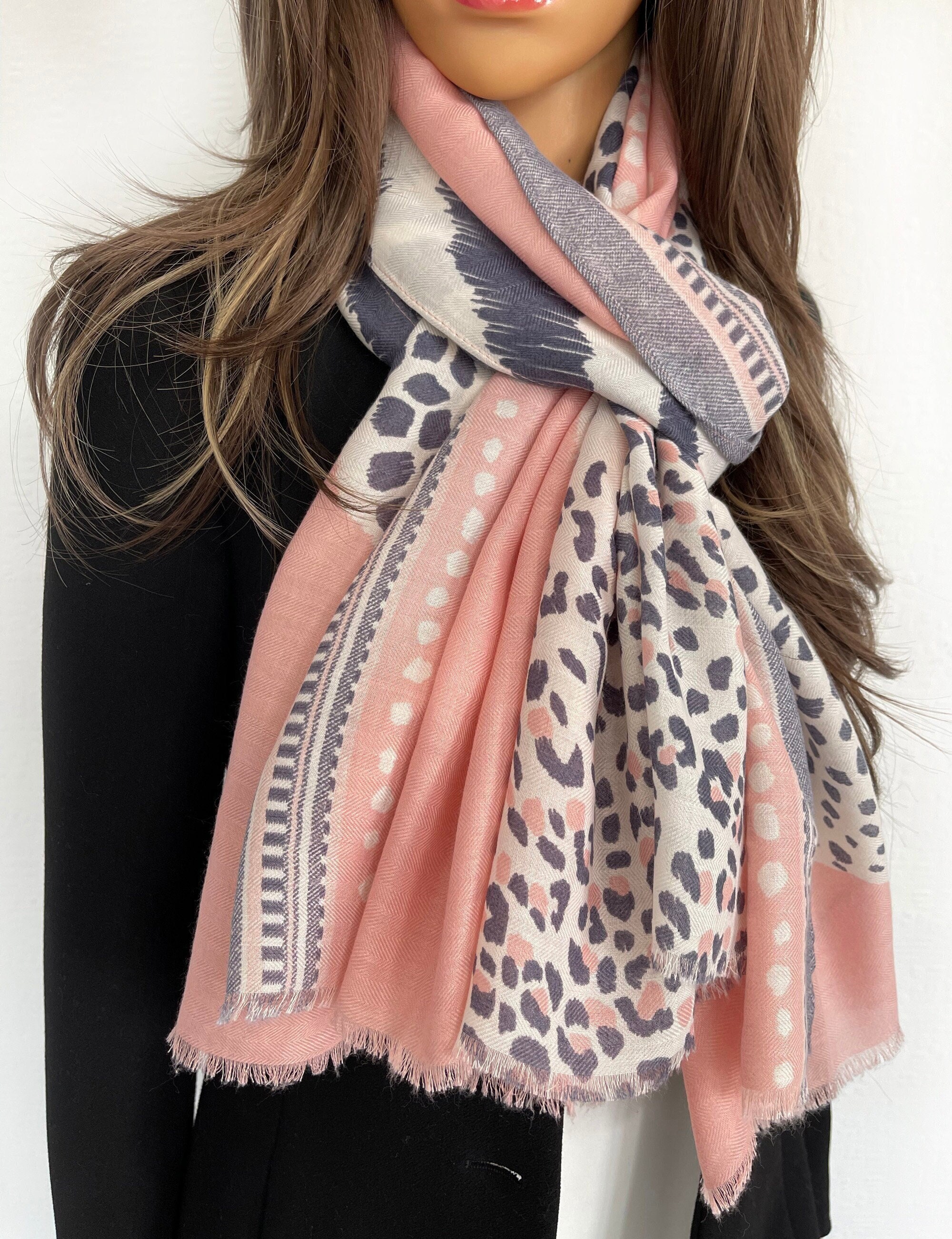 Leopard Silk Scarf - Pink