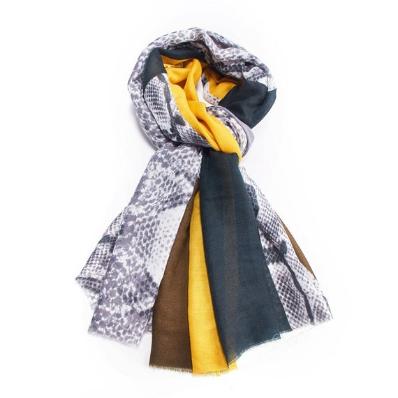 Mustard print scarf online