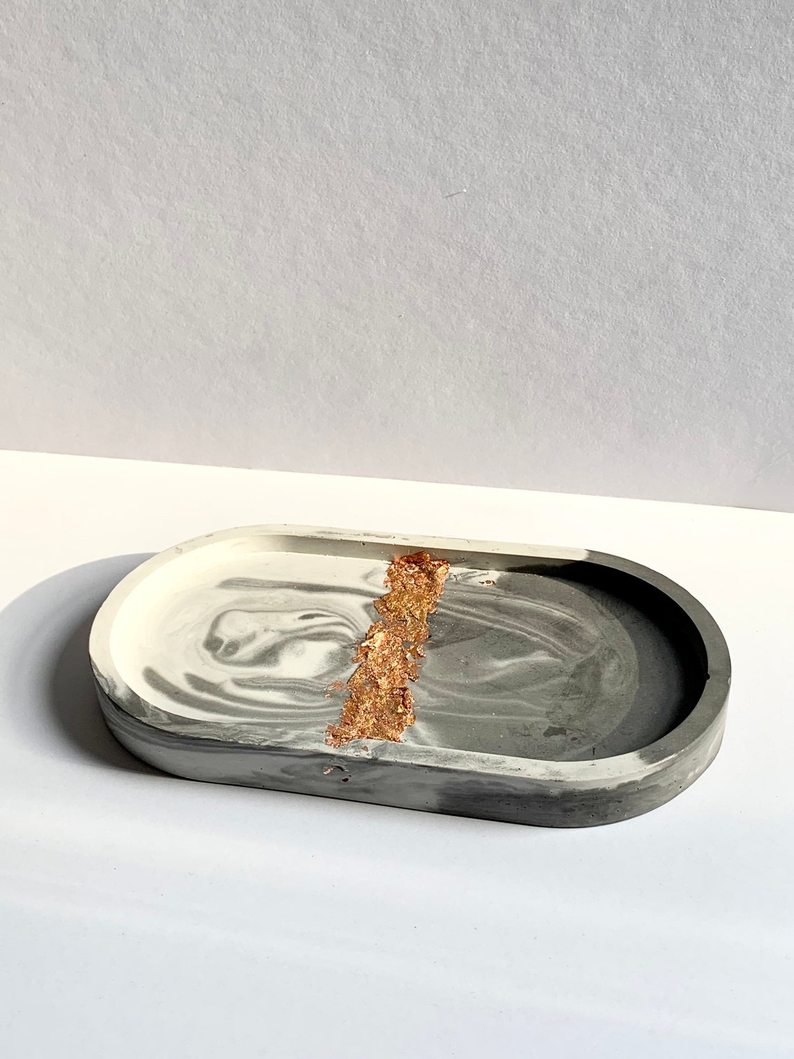 Tray Oval Trinket Tray/Black Marble Affect with real Gold Etsy