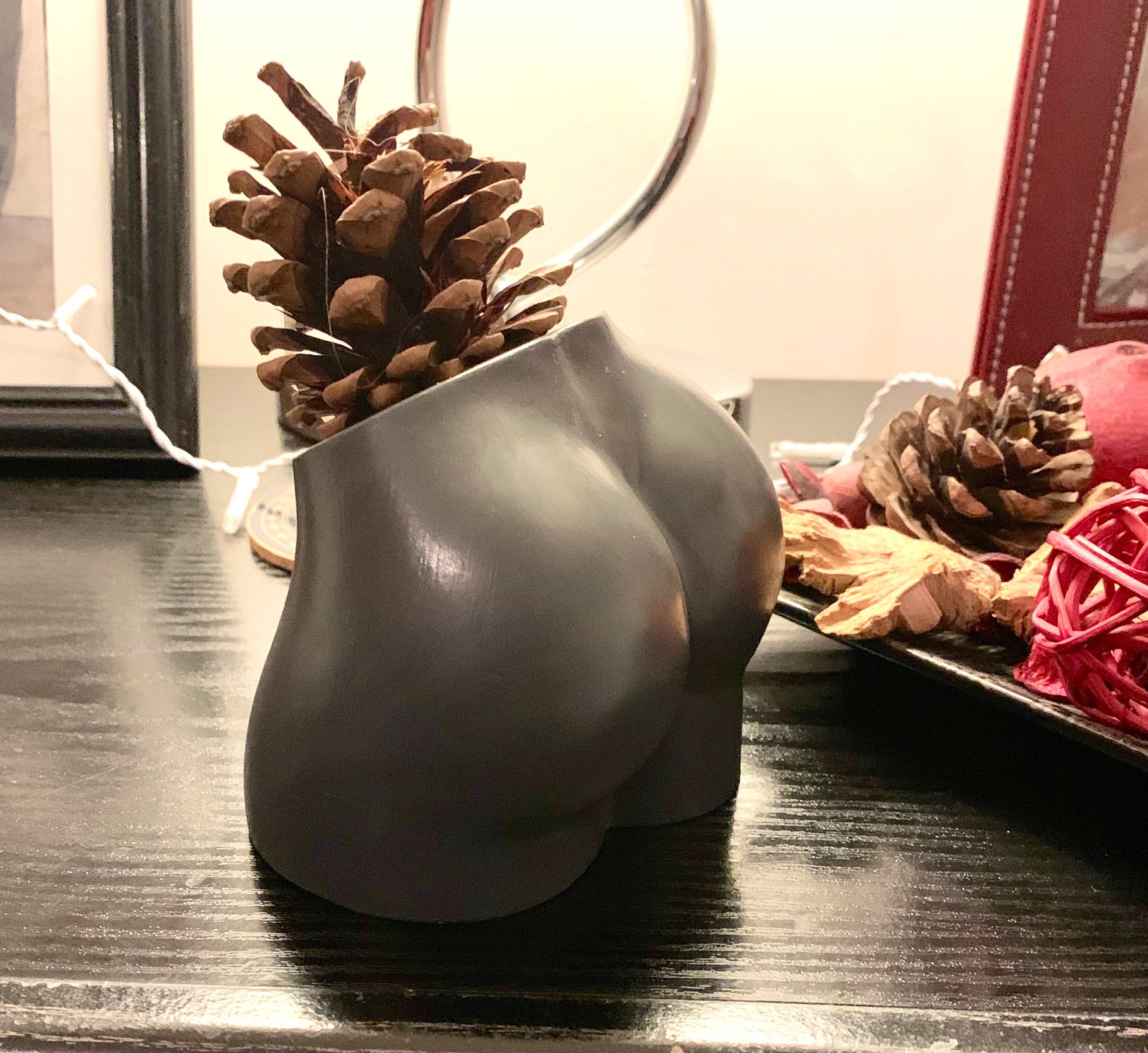 Female Clay Bum Vase Various Colours Handmade, Can Also Be Used for