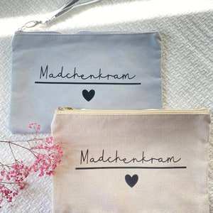 Personalisierte Kosmetiktasche aus Baumwolle "Mädchenkram" | Schminktasche | Geschenkidee Freundin | Schminktäschchen personalisiert