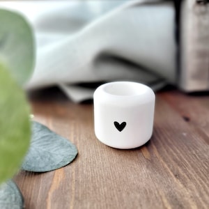 Mini candelabro sencillo con corazón para velas de mesa en blanco | Portavelas | Candelero | Nórdico | Hygge