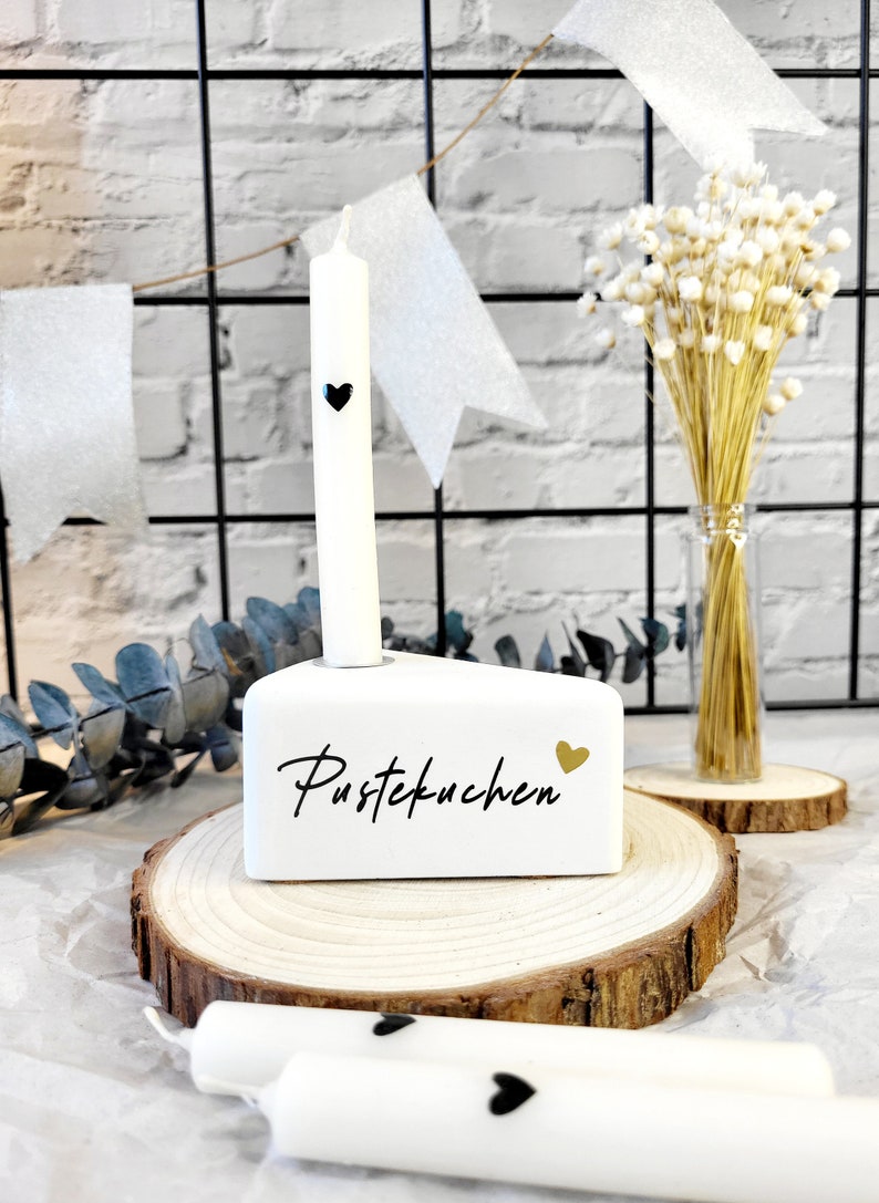 Puff cake with 2 candles | Cake slice candlestick | Birthday cake | Birthday candle | Cake slice image 3