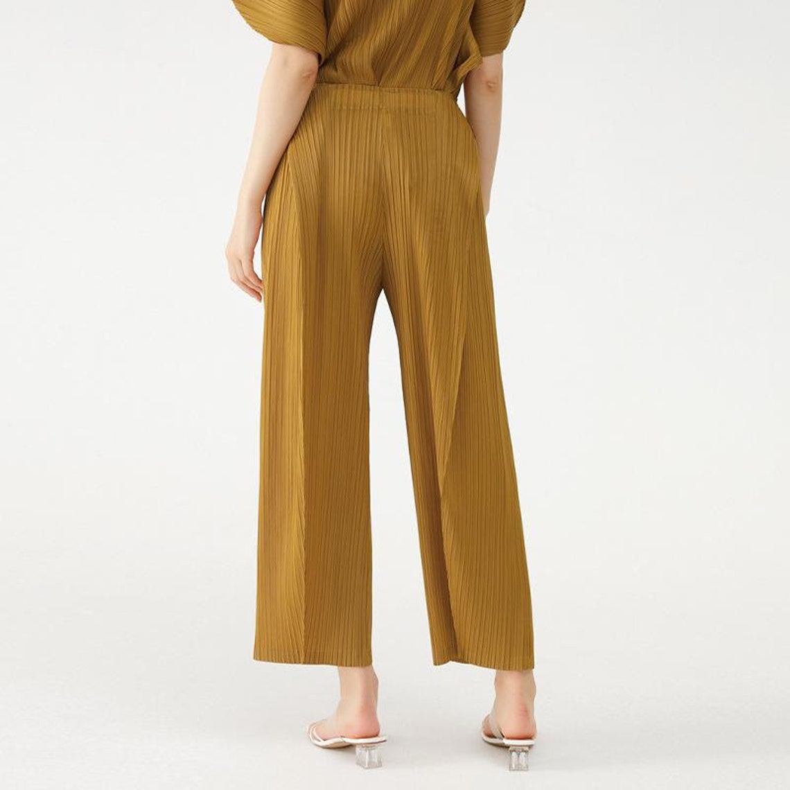 Wide Plissé Pleated Trousers - Etsy