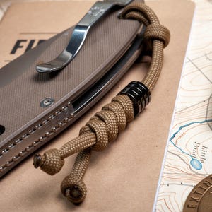 Paracord Knife Lanyard with Stainless Steel or Titanium Bead
