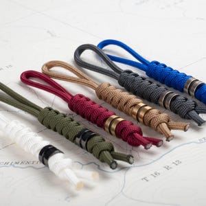 Paracord Knife Lanyard | Choose From 70 Cord Colors and 5 Beads: Black | Silver | Vintage Silver | Gold | Vintage Gold