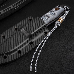 275 Paracord Diamond Tail Knife Lanyard With Your Choice of Bead - Black | Silver | Vintage Silver | Gold | Vintage Gold