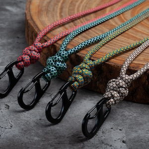 Minimal Paracord ID Lanyard | Diamond Collection | Breakaway Clasp | 32 Diamond Colors | Black or Silver Carabiner | ID Holder Included