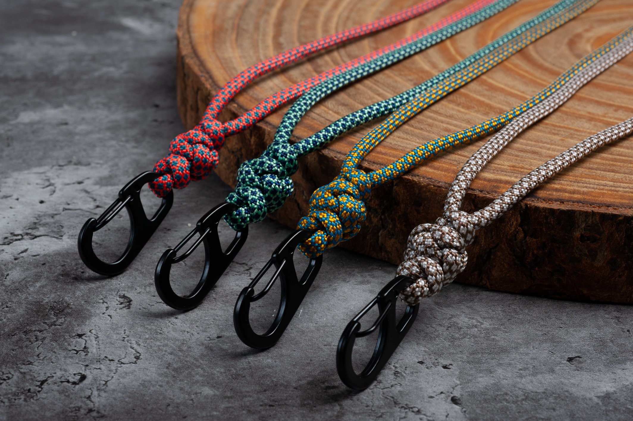 Two Color Minimal Paracord ID Lanyard with Breakaway Clasp and Metal Carabiner (Free Badge Holder Included) | Choose from 105 Colors Black