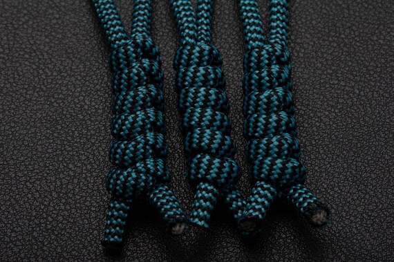 95 Paracord Micro Knife Lanyard 2pk, Black Cord Snake Knot With Metal Bead