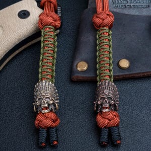 Brass or Bronze Indian Chief Paracord Knife Lanyard