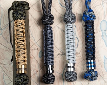 Customizable Paracord Knife Lanyard: Stainless Steel or Titanium