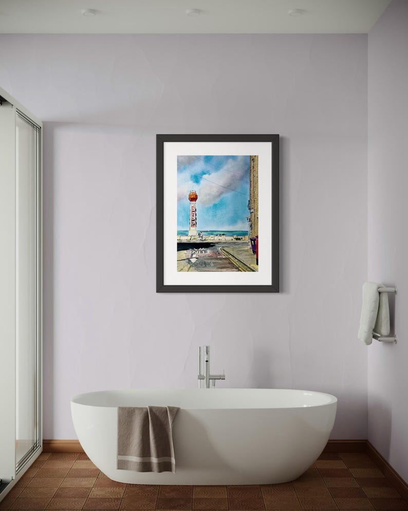 Margate Lido Art Print: Pastel Watercolour Coastal Wall Art, Coastal Scene, Seaside View, Colourful Wall Art, Statement Painting, Location image 2