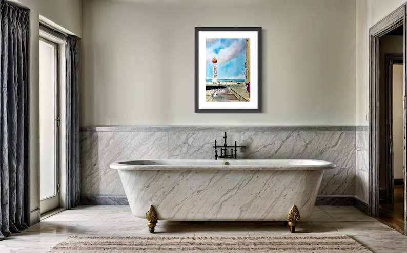 Margate Lido Art Print: Pastel Watercolour Coastal Wall Art, Coastal Scene, Seaside View, Colourful Wall Art, Statement Painting, Location image 9