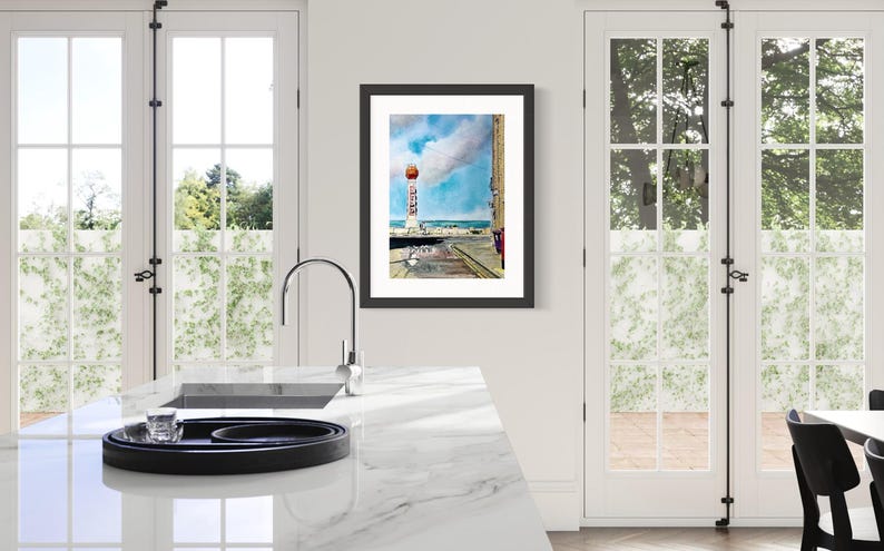 Margate Lido Art Print: Pastel Watercolour Coastal Wall Art, Coastal Scene, Seaside View, Colourful Wall Art, Statement Painting, Location image 8