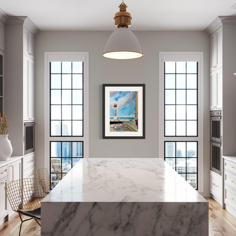 Margate Lido Art Print: Pastel Watercolour Coastal Wall Art, Coastal Scene, Seaside View, Colourful Wall Art, Statement Painting, Location image 5