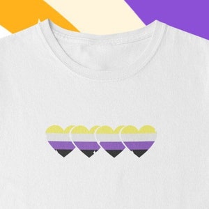 Non Binary Hearts, Unisex T-Shirt, Transgender Non-Binary Pride T-Shirt, Gender Queer Tee, LGBTQ+, Pride Apparel, Trans Rights
