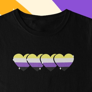 Non Binary Hearts, Unisex T-Shirt, Transgender Non-Binary Pride T-Shirt, Gender Queer Tee, LGBTQ+, Pride Apparel, Trans Rights