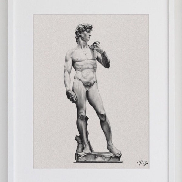 David. Transgender Art Print Nude Michelangelo, Trans Man Pride, FTM Empowerment Wall Art, Masc, Top Surgery Scar, Gift for Trans Men