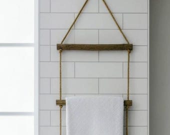 Hanging Rope Ladder Towel Rail 5 Rails