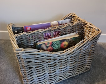 Handcrafted Rattan Magazine Holder With Cut Out Handle - Chunky Rattan Weave