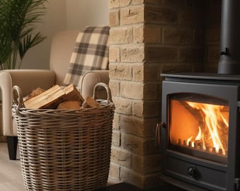 Super Strong Round Chunky Log Basket with Handles - 4 Sizes Available