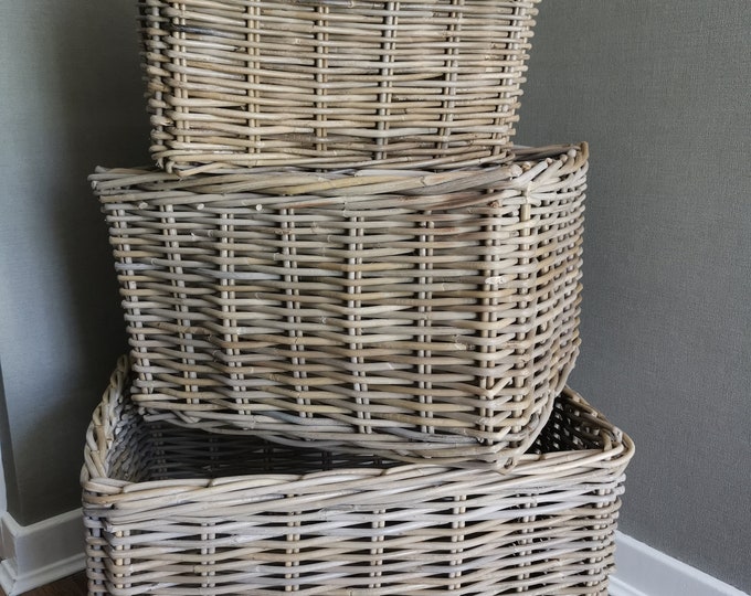 Hancrafted, Large, Chunky, Rattan Rectangular Log Basket