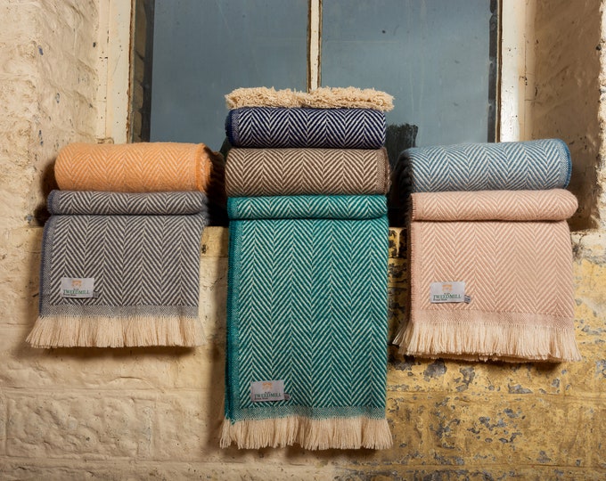 High Quality Large Recycled 'All Wool' Blanket / Throw - Made In The UK - 150 x 200cm