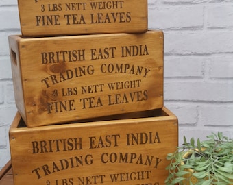 Solid Wooden Vintage Style Nesting Boxes - Strong & Sturdy - East India Tea