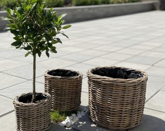 Thick & Sturdy Fully Lined Rattan Planters - Available in 3 Sizes