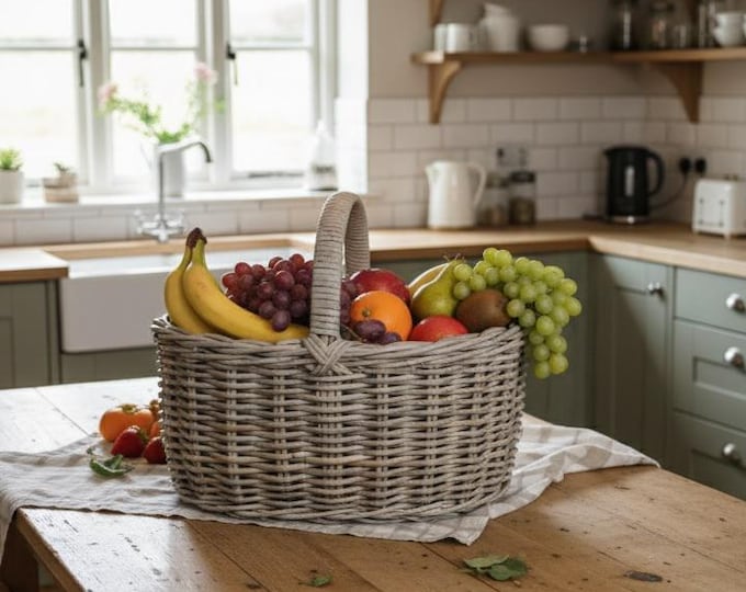 High Quality Oval Potato Basket with Hoop Handle - Shopping Basket - Picnic Basket
