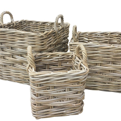 Super Strong Round Wicker Log Basket With Handles Rattan Etsy UK